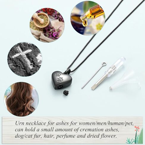 Imrsanl Pet Cremation Jewelry for Ashes Necklace Stainless Steel Paw Print Heart Urn Necklaces for Women Men Memorial Keepsake Jewelry in Kuwait