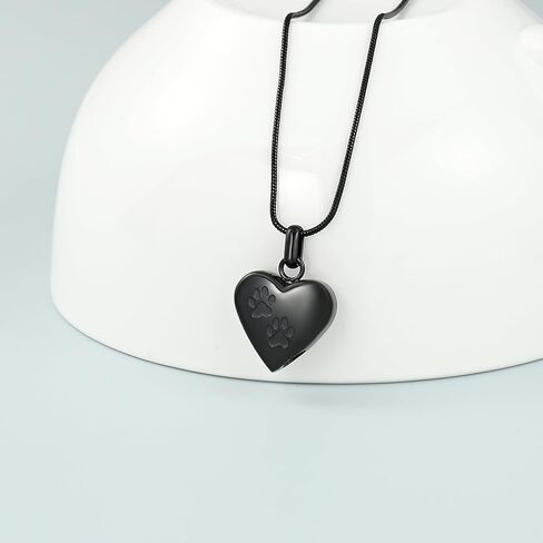 Imrsanl Pet Cremation Jewelry for Ashes Necklace Stainless Steel Paw Print Heart Urn Necklaces for Women Men Memorial Keepsake Jewelry in Kuwait