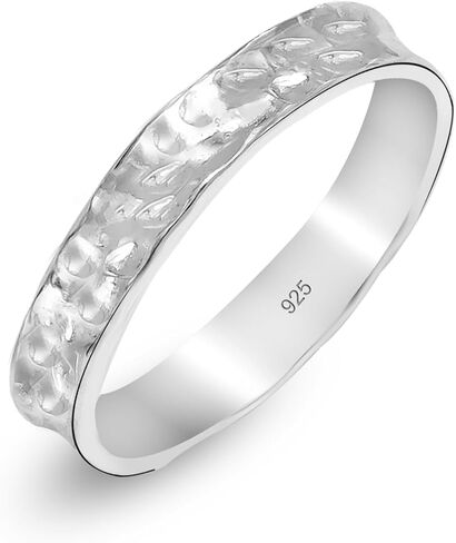 LeCalla 925 Sterling Silver Ring with Hammered Finish | Classic Vintage Hammer Textured Band Rings for Women | Minimalist Handcrafted Hammered Ring(Sizes 6-8No.) in Saudi Arabia