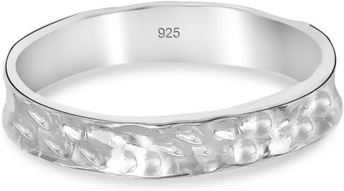 LeCalla 925 Sterling Silver Ring with Hammered Finish | Classic Vintage Hammer Textured Band Rings for Women | Minimalist Handcrafted Hammered Ring(Sizes 6-8No.) in Saudi Arabia