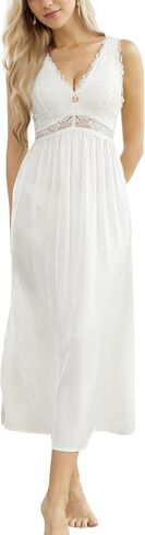 ALCEA ROSEA Womens Sexy Nightgowns Long Floral Lace silky Lingerie supportive Chemises Full slip for Women Elegant Sleepwear in Kuwait