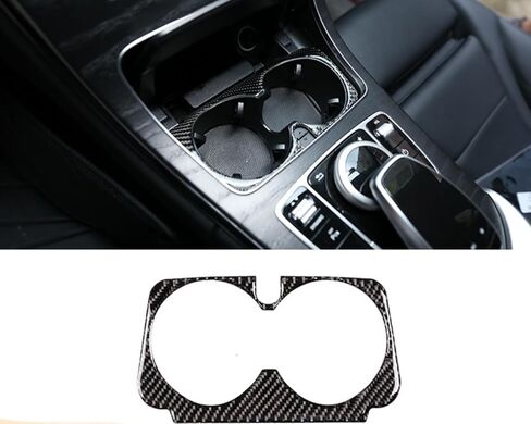 متوافق مع مرسيدس بنز C-Class 2014-2021 W205 C300 GLC300 من ألياف الكربون وحدة التحكم المركزية حامل الكأس ملصق ملحقات السيارة الداخلية in Saudi Arabia