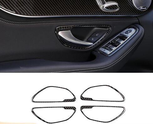 متوافق مع مرسيدس بنز C-Class 2014-2021 W205 C300 GLC300 من ألياف الكربون مقبض الباب الداخلي ملصق تعديل ملحقات السيارة in Saudi Arabia