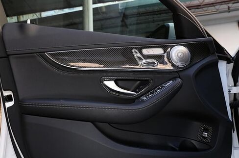 متوافق مع مرسيدس بنز C-Class 2014-2021 W205 C300 GLC300 من ألياف الكربون مقبض الباب الداخلي ملصق تعديل ملحقات السيارة in Saudi Arabia