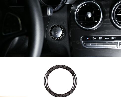 متوافق مع ملصق زر الإشعال من ألياف الكربون لسيارة Mercedes Benz C-Class 2014-2021 W205 C300 GLC300 لملحقات السيارة الداخلية in Saudi Arabia