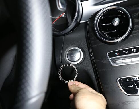 متوافق مع ملصق زر الإشعال من ألياف الكربون لسيارة Mercedes Benz C-Class 2014-2021 W205 C300 GLC300 لملحقات السيارة الداخلية in Saudi Arabia