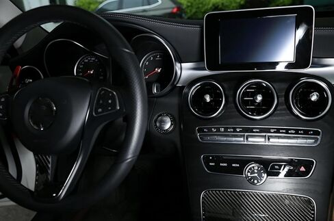 متوافق مع ملصق زر الإشعال من ألياف الكربون لسيارة Mercedes Benz C-Class 2014-2021 W205 C300 GLC300 لملحقات السيارة الداخلية in Saudi Arabia