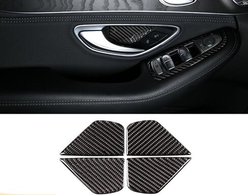 متوافق مع مرسيدس بنز C-Class 2014-2021 W205 C300 GLC300 من ألياف الكربون لتزيين وعاء الباب الداخلي وملحقات التعديل الداخلي للسيارة in Kuwait