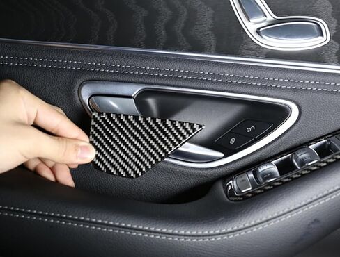 متوافق مع مرسيدس بنز C-Class 2014-2021 W205 C300 GLC300 من ألياف الكربون لتزيين وعاء الباب الداخلي وملحقات التعديل الداخلي للسيارة in Kuwait