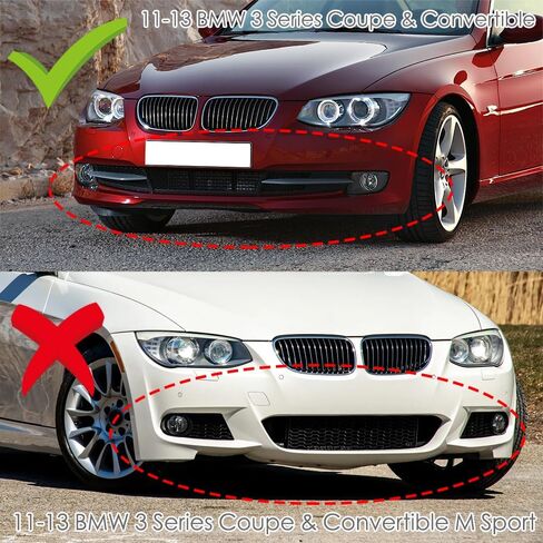 Q1-TECH، 5 قطع شفة مصد أمامي + تنورة جانبية جناح ناشر كانارد متوافق مع 2011-2013 BMW 3-Series (E92/E93) 325i 328i 335i، مقسم جسم الشفة الأمامية ABS (مطلي باللون الأسود) in Saudi Arabia