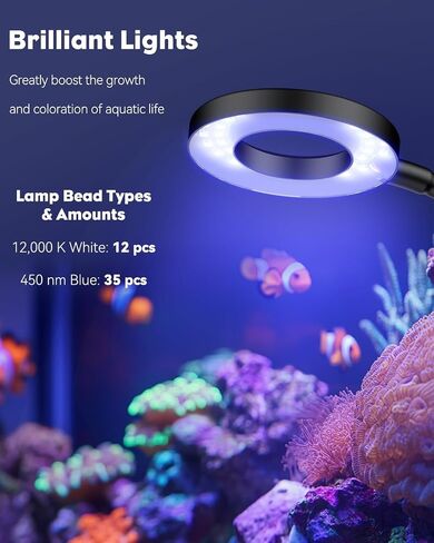 Pawfly Aquarium LED Light 24/7 Fish Tank Light with Full Spectrum Brilliant White Blue Red Green Lights Multi-Colored LEDs with D/N Mode Single Color Effects Timer and Adjustable Brightness in Saudi Arabia