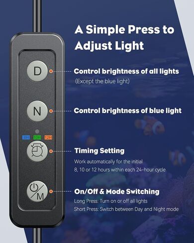 Pawfly Aquarium LED Light 24/7 Fish Tank Light with Full Spectrum Brilliant White Blue Red Green Lights Multi-Colored LEDs with D/N Mode Single Color Effects Timer and Adjustable Brightness in Saudi Arabia