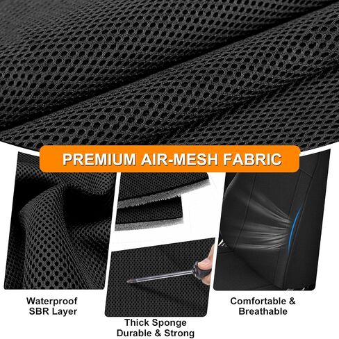 Seat Covers Compatible with Jeep Wrangler TJ 1997-2002 Full Set, Air-Mesh Breathable Automotive Cover Cushion Accessories (All Black) in Saudi Arabia