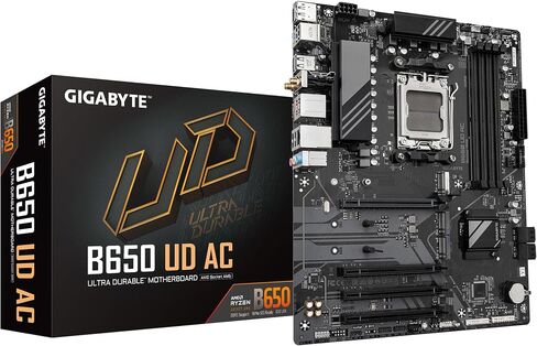 GIGABYTE B650 UD AX (rev. 1.0) AM5 LGA 1718 AMD B650 ATX DDR5، PCIe 4.0 M.2، PCIe 4.0، USB 3.2 Gen2x2 Type-C، Wi-Fi 6، GbE LAN، Q-Flash، EZ-Latch in Kuwait