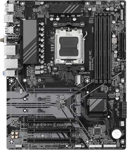 GIGABYTE B650 UD AX (rev. 1.0) AM5 LGA 1718 AMD B650 ATX DDR5، PCIe 4.0 M.2، PCIe 4.0، USB 3.2 Gen2x2 Type-C، Wi-Fi 6، GbE LAN، Q-Flash، EZ-Latch in Kuwait