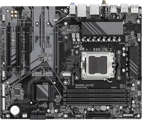 GIGABYTE B650 UD AX (rev. 1.0) AM5 LGA 1718 AMD B650 ATX DDR5، PCIe 4.0 M.2، PCIe 4.0، USB 3.2 Gen2x2 Type-C، Wi-Fi 6، GbE LAN، Q-Flash، EZ-Latch in Kuwait