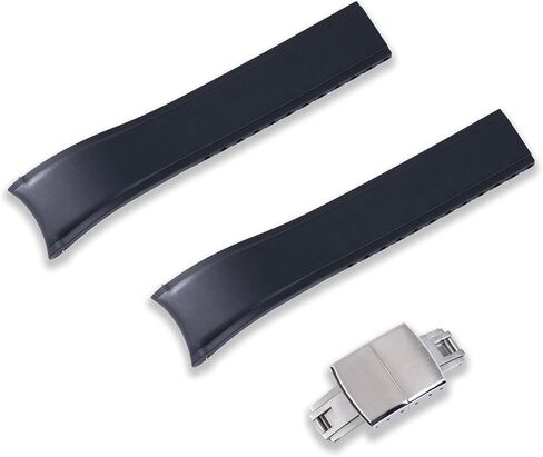 Crafter Blue Watchbands CX03 نهاية منحنية 20 مم 22 مم FKM حزام ساعة مطاطي مع إبزيم حزام بديل عالمي للرجال والنساء in Kuwait