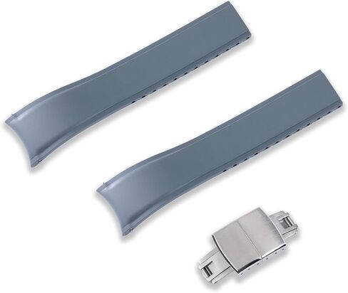 Crafter Blue Watchbands CX03 نهاية منحنية 20 مم 22 مم FKM حزام ساعة مطاطي مع إبزيم حزام بديل عالمي للرجال والنساء in Kuwait
