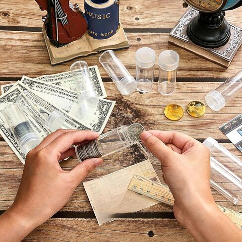 30 Pieces Coin Storage Tube Quarter Tubes Clear Coin Penny Tube Plastic Coin Holders Coin Container with Screw Lid Containers for Coins Collection Supplies (3 x 1 Inch) in Saudi Arabia