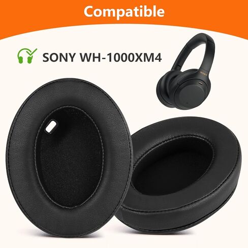وسائد أذن بديلة لسماعات سوني WH-1000XM3 (WH1000XM3) فوق الأذن، وسائد أذن مع إسفنج عازل للضوضاء، جلد بروتين ناعم (أسود) in Kuwait