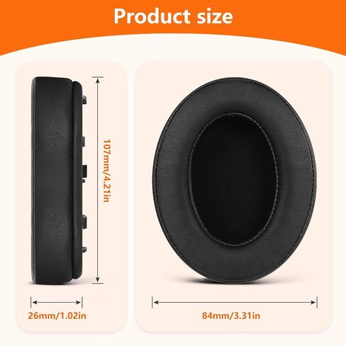 وسائد أذن بديلة لسماعات سوني WH-1000XM3 (WH1000XM3) فوق الأذن، وسائد أذن مع إسفنج عازل للضوضاء، جلد بروتين ناعم (أسود) in Kuwait