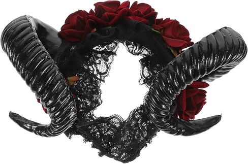 Beaupretty Demon Horns Headband Halloween Sheep Horn Flower Headpiece Halloween Costume Accessories for Women Men in Saudi Arabia