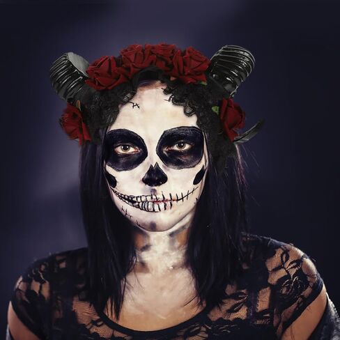 Beaupretty Demon Horns Headband Halloween Sheep Horn Flower Headpiece Halloween Costume Accessories for Women Men in Saudi Arabia