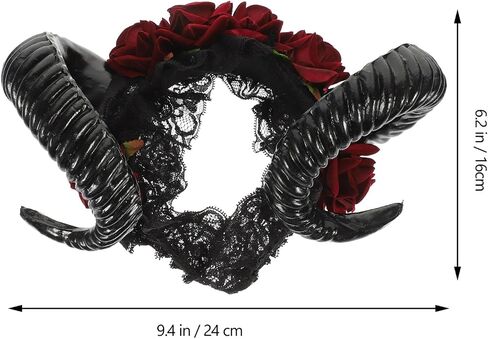 Beaupretty Demon Horns Headband Halloween Sheep Horn Flower Headpiece Halloween Costume Accessories for Women Men in Saudi Arabia