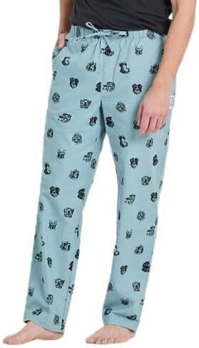 Life is Good. Men's Dog Portrait Pattern Classic Sleep Pant, Smoky Blue, Large in Saudi Arabia