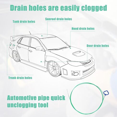 Auto Sunroof Drain Brush with 2 Cleaning Brushes, 118in Long Pipe Cleaners Flexible Soft Drain Cleaning Unclogger Tool for Car Vehicle Sun Roof Trunk Wiper Hole in Saudi Arabia