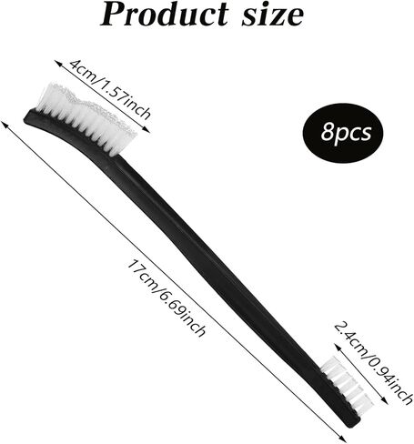 10PCS Double Ended Nylon Cleaning Brushes, Small Brush for Detail Cleaner Double-Ended Detail Clean Brush Set Crevice Cleaning Tool -Black & Transparent Nylon Brushes for Jewelry Cars Tight Spaces in Saudi Arabia