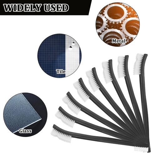 10PCS Double Ended Nylon Cleaning Brushes, Small Brush for Detail Cleaner Double-Ended Detail Clean Brush Set Crevice Cleaning Tool -Black & Transparent Nylon Brushes for Jewelry Cars Tight Spaces in Saudi Arabia