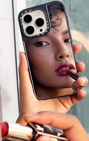 Mirror Case for iPhone 15 Pro Max (ONLY) with Shockproof Soft Corners, Bye Bye Pocket Mirror, Cute Slim case for Girls and Womens in Saudi Arabia