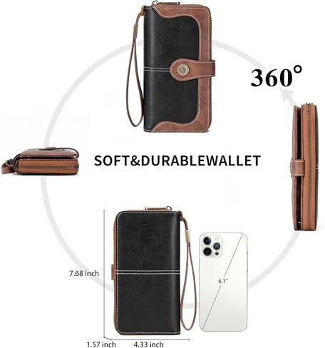 FALAN MULE Womens Wallet RFID Blocking Large Capacity Bifold Leather Credit Card Holder with Zipper Pocket Purse in Kuwait