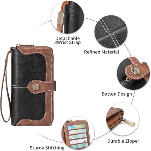 FALAN MULE Womens Wallet RFID Blocking Large Capacity Bifold Leather Credit Card Holder with Zipper Pocket Purse in Kuwait