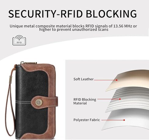 FALAN MULE Womens Wallet RFID Blocking Large Capacity Bifold Leather Credit Card Holder with Zipper Pocket Purse in Kuwait