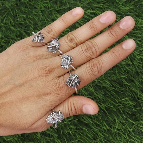 خاتم نيزك خام أصلي من الفضة الإسترليني عيار 925 – خاتم نيزك للجنسين – مجوهرات مصنوعة يدويًا للرجال والنساء in Kuwait