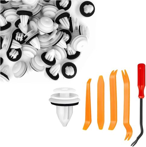 HZEL 105PCS Car Door Trim Panel Retainer Clips, OEM#90467-10188 90467-A0005 Vehicle Push Pins Kits with Fastener Remover Tools, Automotive Retainer Clamps Accessories, Universal Fit in Saudi Arabia
