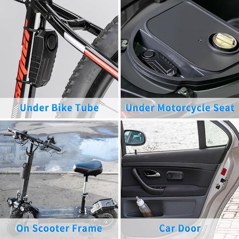 WSDCAM Wireless Bike Alarm with Remote, Rechargeable 113dB Loud Bicycle Alarm System Anti Theft, IP65 Waterproof, Bike Alarms for E-bikes, Motorcycles, Scooter, Outdoor Riding and Cycling Safety in Kuwait