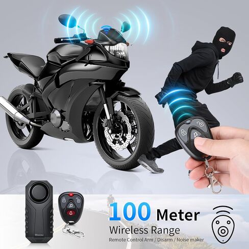 WSDCAM Wireless Bike Alarm with Remote, Rechargeable 113dB Loud Bicycle Alarm System Anti Theft, IP65 Waterproof, Bike Alarms for E-bikes, Motorcycles, Scooter, Outdoor Riding and Cycling Safety in Kuwait