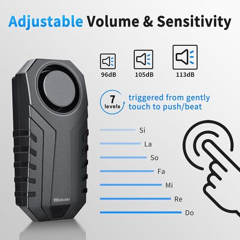 WSDCAM Wireless Bike Alarm with Remote, Rechargeable 113dB Loud Bicycle Alarm System Anti Theft, IP65 Waterproof, Bike Alarms for E-bikes, Motorcycles, Scooter, Outdoor Riding and Cycling Safety in Kuwait