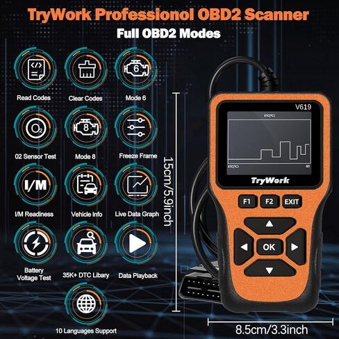 أداة تشخيص الماسح الضوئي obd2، فحص قارئ رمز المحرك مع بحث 35901 dtc، الوضع 6 و8، استعداد I/M لجميع سيارات obdii منذ عام 1996 (رمادي) in Kuwait