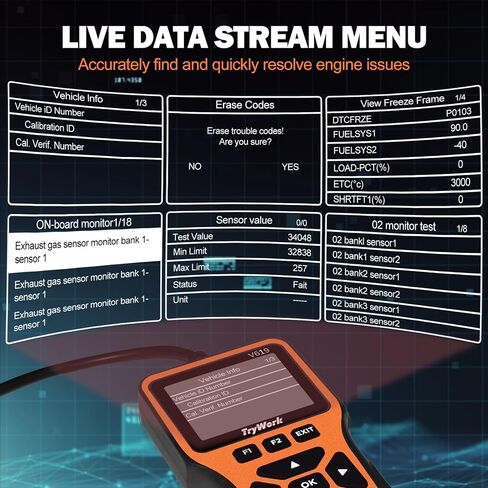 أداة تشخيص الماسح الضوئي obd2، فحص قارئ رمز المحرك مع بحث 35901 dtc، الوضع 6 و8، استعداد I/M لجميع سيارات obdii منذ عام 1996 (رمادي) in Kuwait