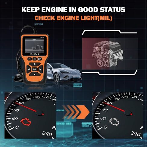 أداة تشخيص الماسح الضوئي obd2، فحص قارئ رمز المحرك مع بحث 35901 dtc، الوضع 6 و8، استعداد I/M لجميع سيارات obdii منذ عام 1996 (رمادي) in Kuwait