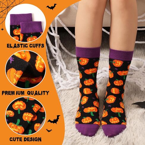 ZhuNuSi Halloween Socks for Women Girls Novelty Pumpkin Spooky Ghost Bat Spider Fun Cotton Crew Fall Socks in Saudi Arabia
