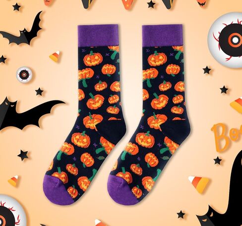 ZhuNuSi Halloween Socks for Women Girls Novelty Pumpkin Spooky Ghost Bat Spider Fun Cotton Crew Fall Socks in Saudi Arabia