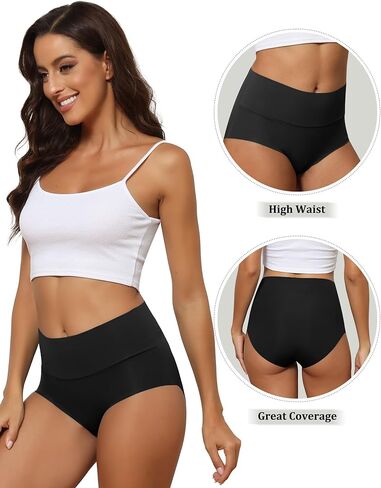 6 Pack Women's High Waist Seamless Underwear No Show Panties Full Coverage Briefs in Saudi Arabia