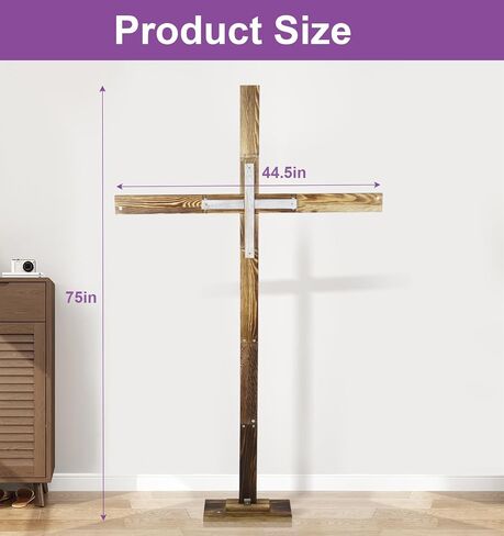 veonly 75 Inch Large Easter Wooden Cross, Large Standing Cross Decoration, Wood Jesus Christian Wall Crucifix Stand He is Risen Easter Decor, Christian Religious Decor for Home, Church, or Holiday Celebrations in Saudi Arabia