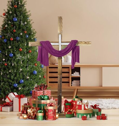veonly 75 Inch Large Easter Wooden Cross, Large Standing Cross Decoration, Wood Jesus Christian Wall Crucifix Stand He is Risen Easter Decor, Christian Religious Decor for Home, Church, or Holiday Celebrations in Saudi Arabia