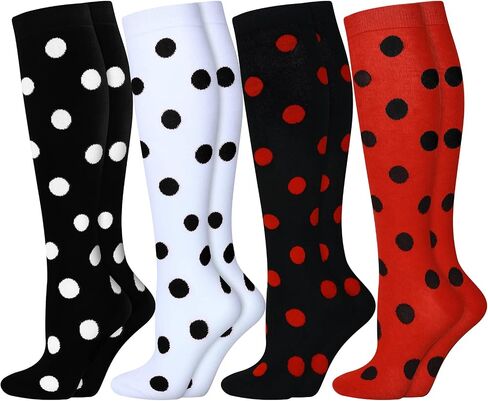 4 Pairs Halloween Knee Long High Socks Polka Dot Knee Stocking for Halloween Accessories Holiday Outfits(Classic Colors) in Saudi Arabia